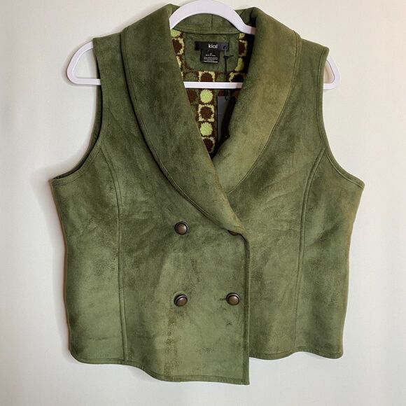 Kial Button Up Green Fleece Lined Vest NWT Size M - Picture 1 of 10